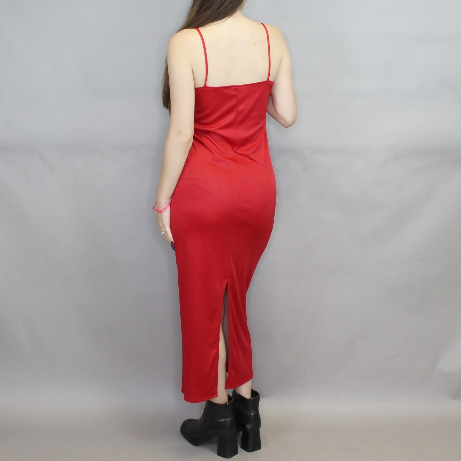 Vintage 80s Red Slip Maxi Dress