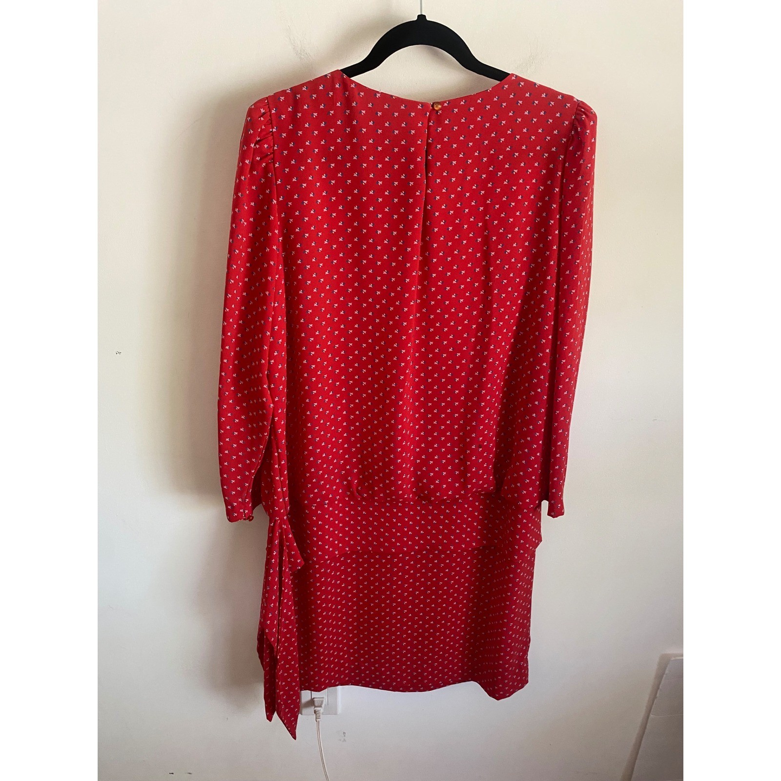 Vintage Lorac Original Red Micro Print Drop Waist Asymmetrical Dress Size 16.5