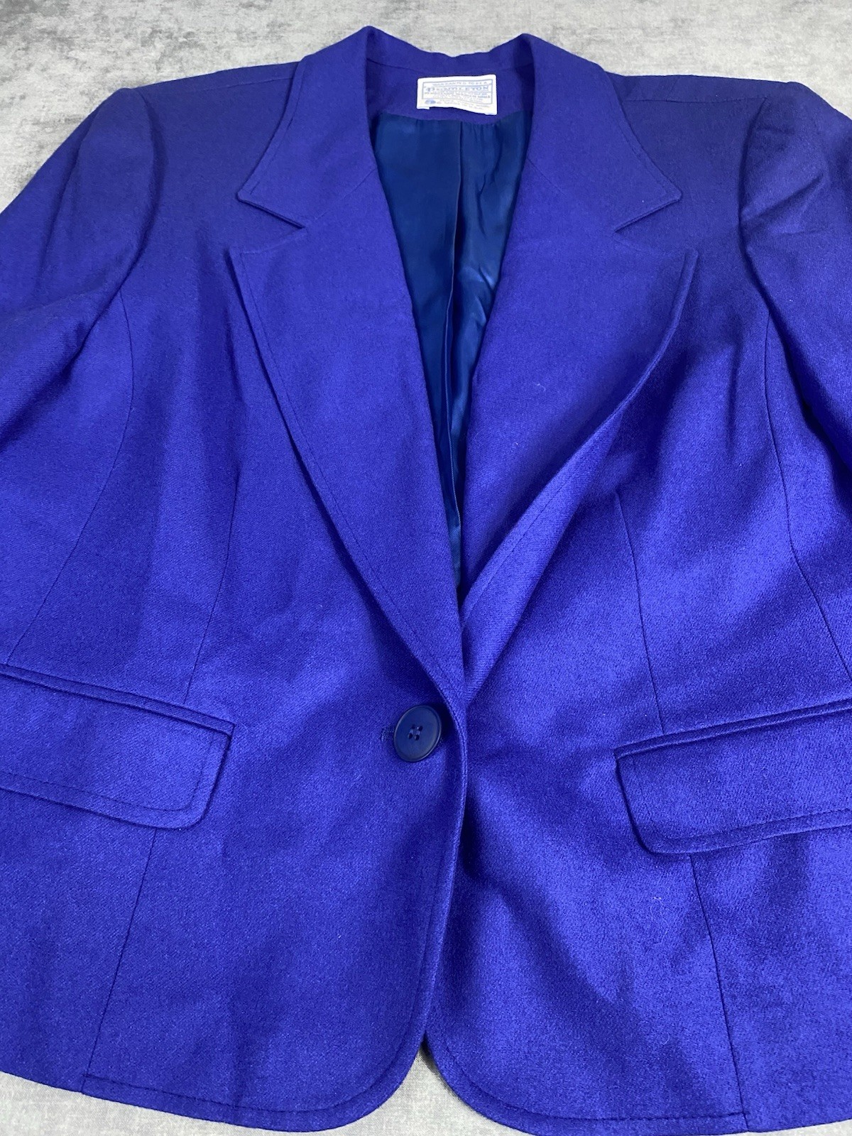 Pendleton Womens Blazer 20W Blue Virgin Wool USA One Button Jacket