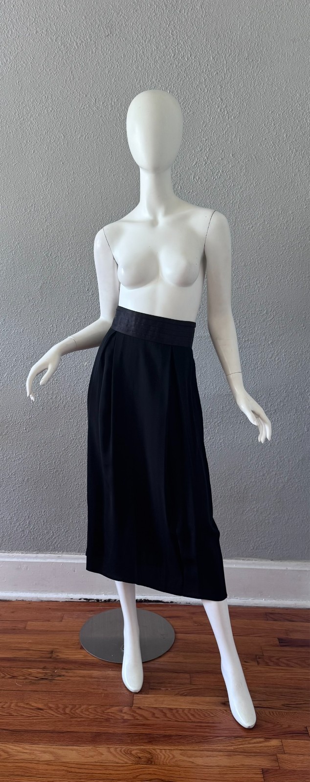 Vintage 80s Black High Waist TANGENTS Pencil Midi Skirt M