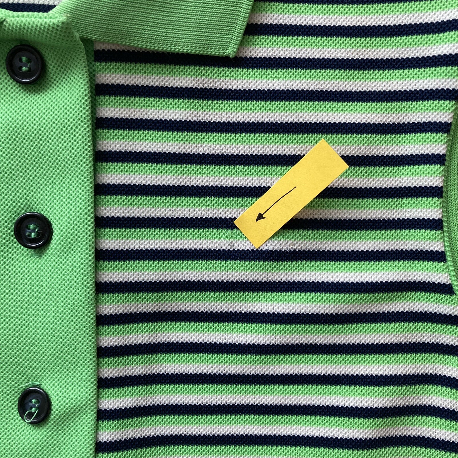 Vtg 70s Chemise Lacoste Shift Dress Med Lime Green/Black Stripe Mod Go-Go Preppy
