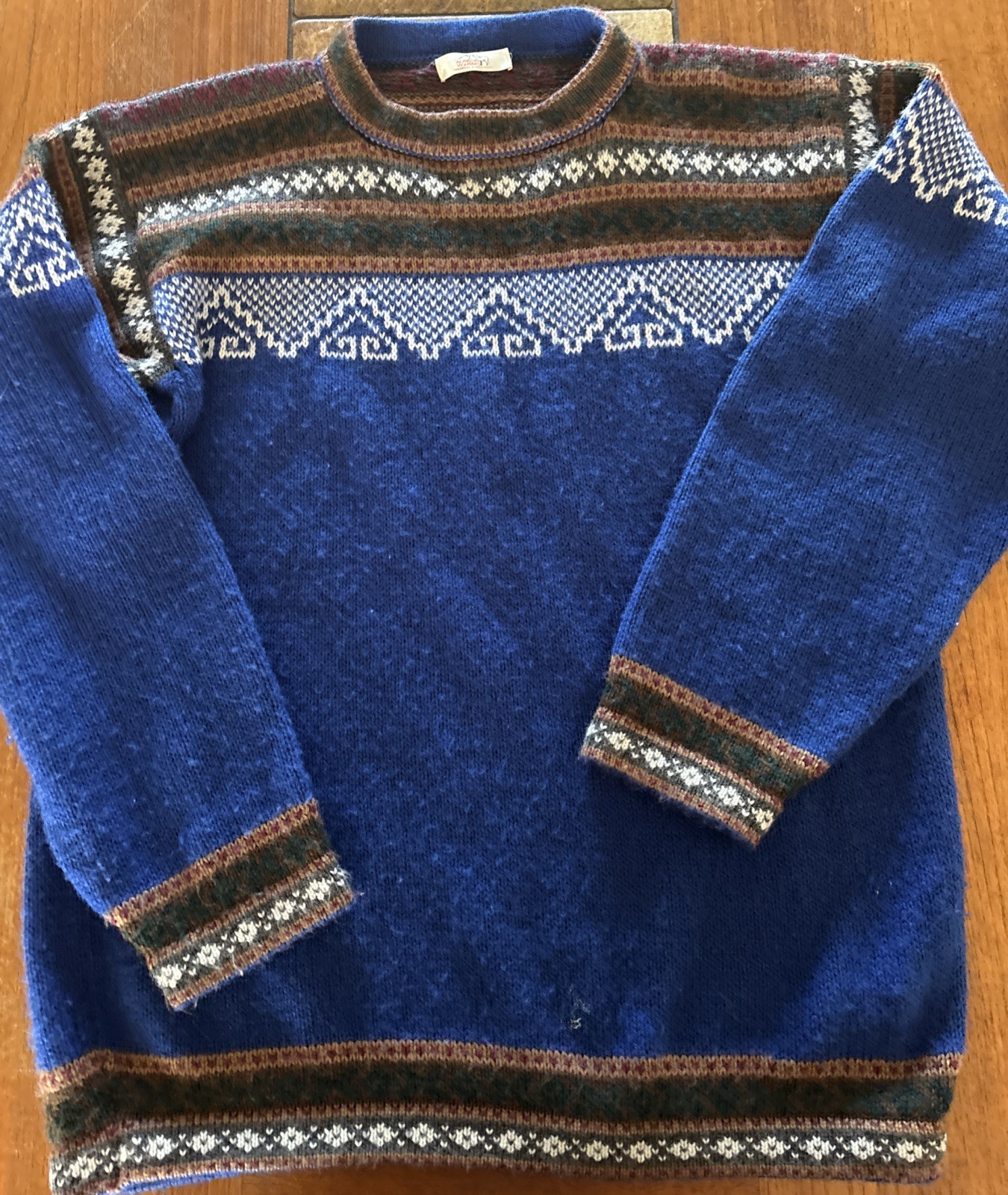 Vintage Alpaca Sweater Unisex Fairisle Handmade Soft Warm Sz L Peru Excellent