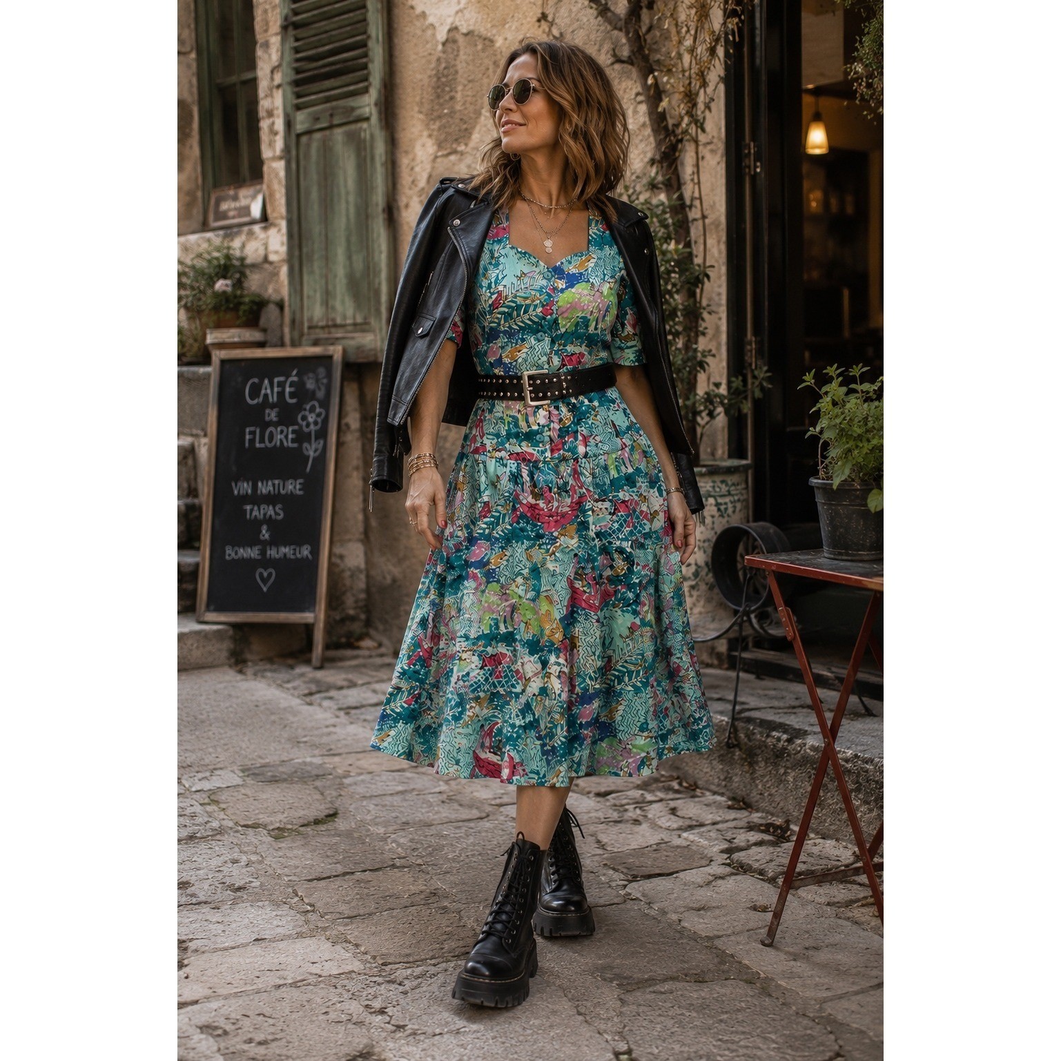 VTG Jane Schaffhausen Belle France Success Tropical Print Dress 10 Whimsy 80s