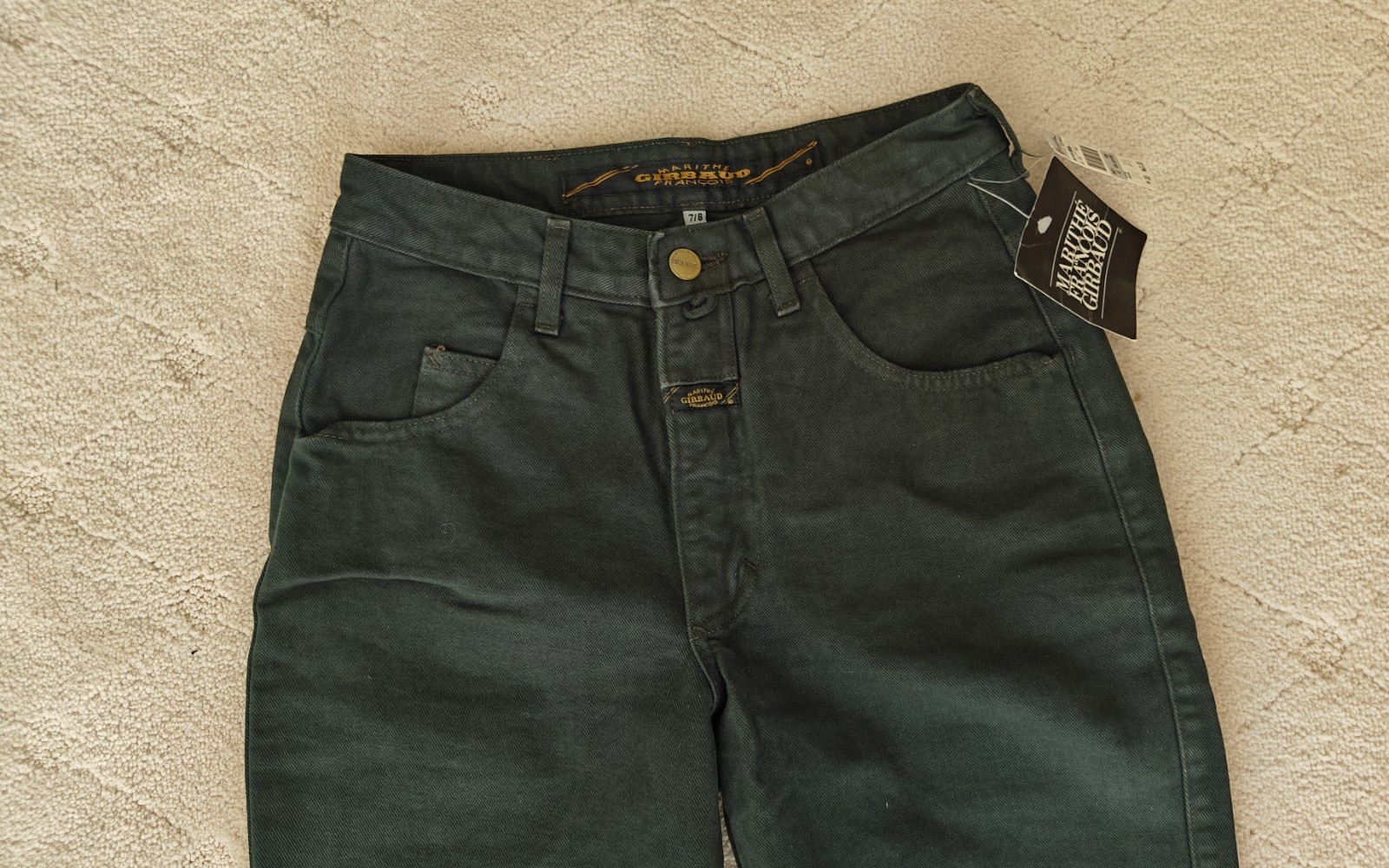 NEW TAGS MARITHE FRANCOIS GIRBAUD PINE GREEN VTG 1990s 7/8 Skinny Cowboy Jeans