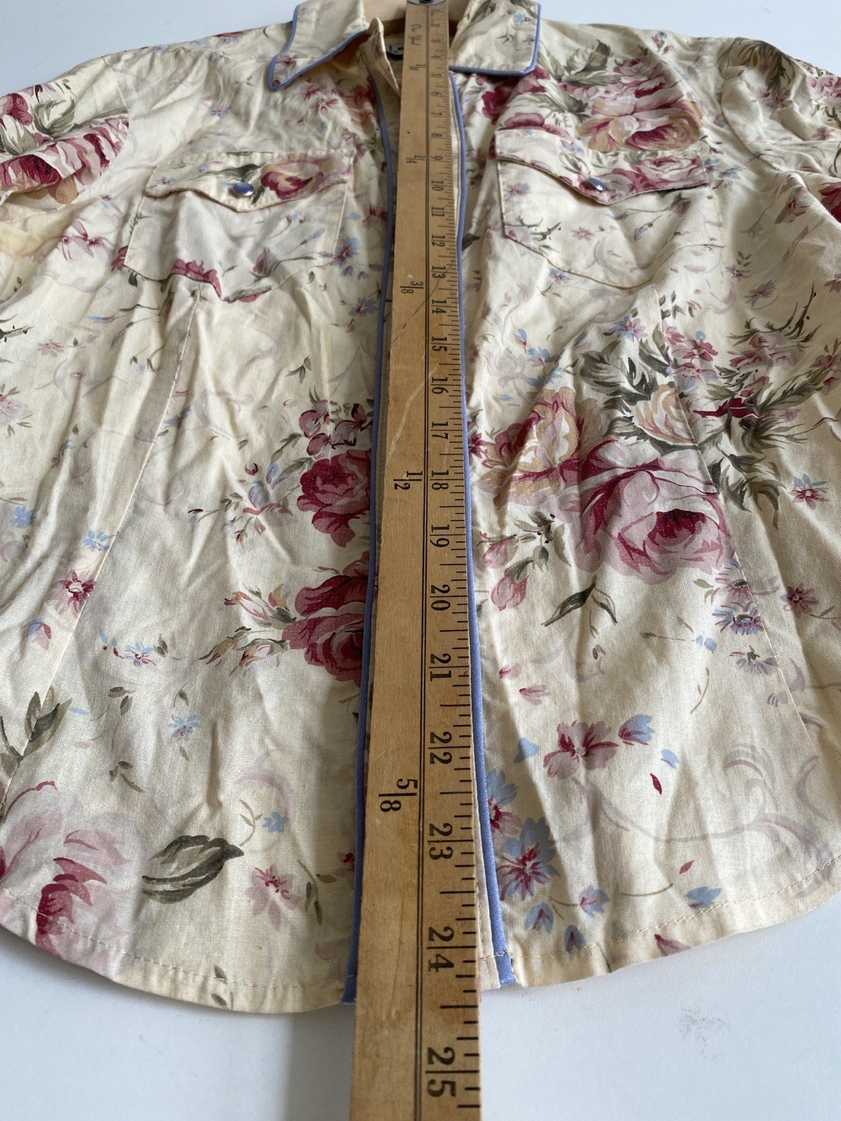 Vintage Banjo S Westernwear Button Up Floral Top Shirt Texas Roses Floral