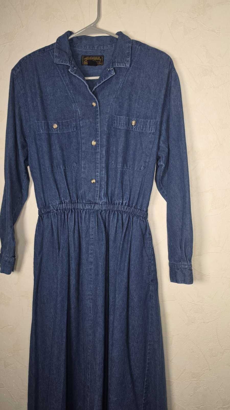 Vtg 90s Eddie Bauer Jean Long Sleeve Dress 100% Cotton Cottagecore Size Small