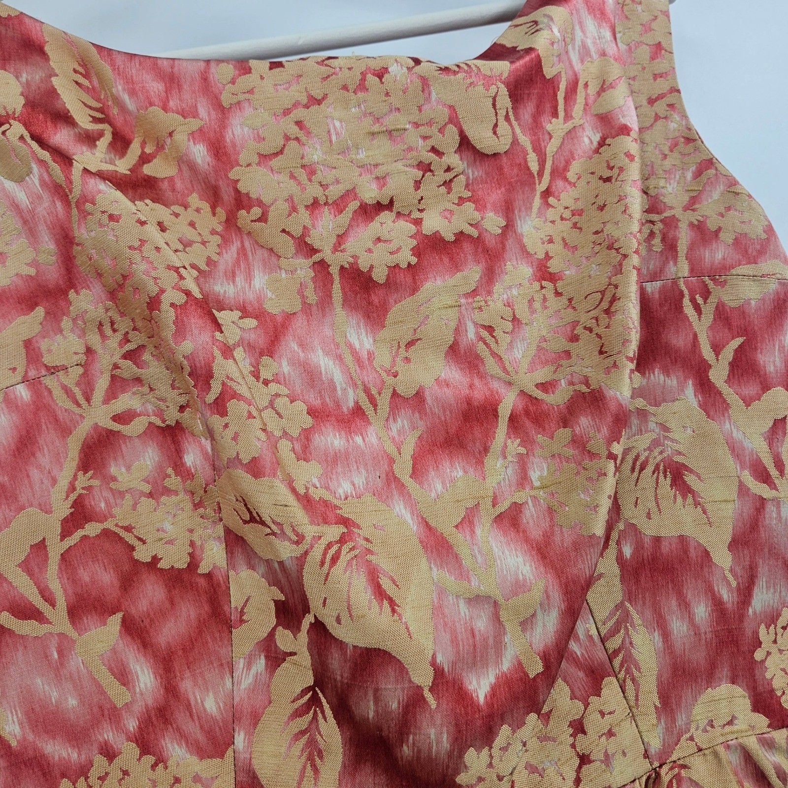 Vintage 1950s Mollie Parnis Dress Set Pink Gold Floral Brocade Office Mad Men XS
