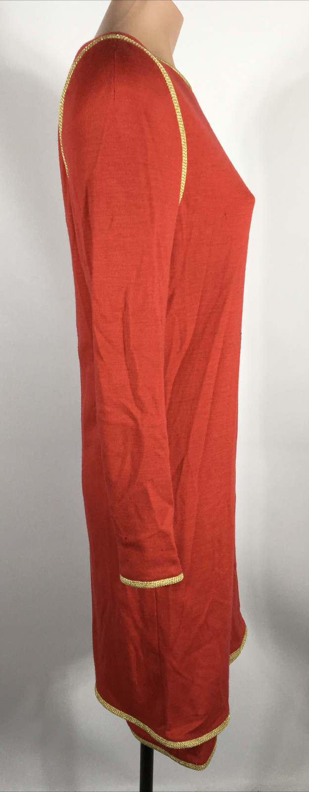 Stanley Platos Martin Ross Red Gold Cocktail Dress Business Work Long Sleeve 8