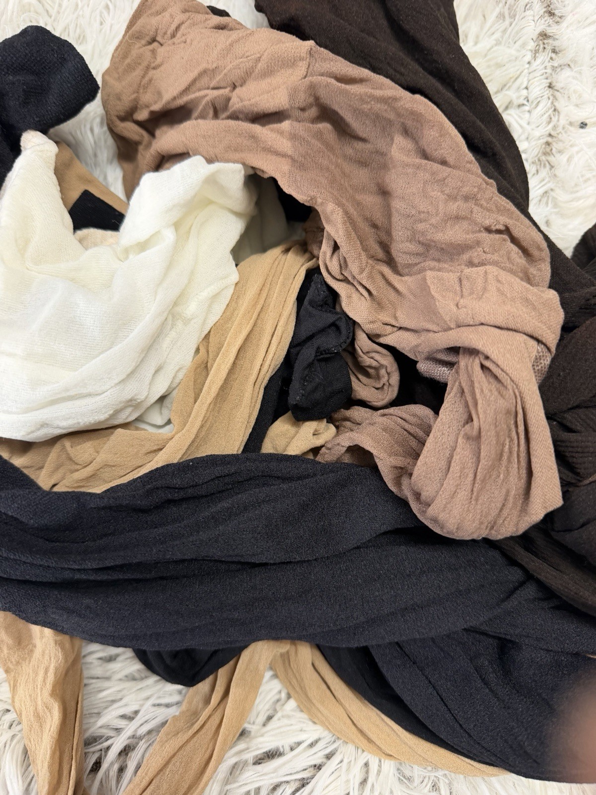 LOT of Vintage PANTYHOSE 6 Pair Nude Flesh Black Brown Hosiery Craft Wear Used