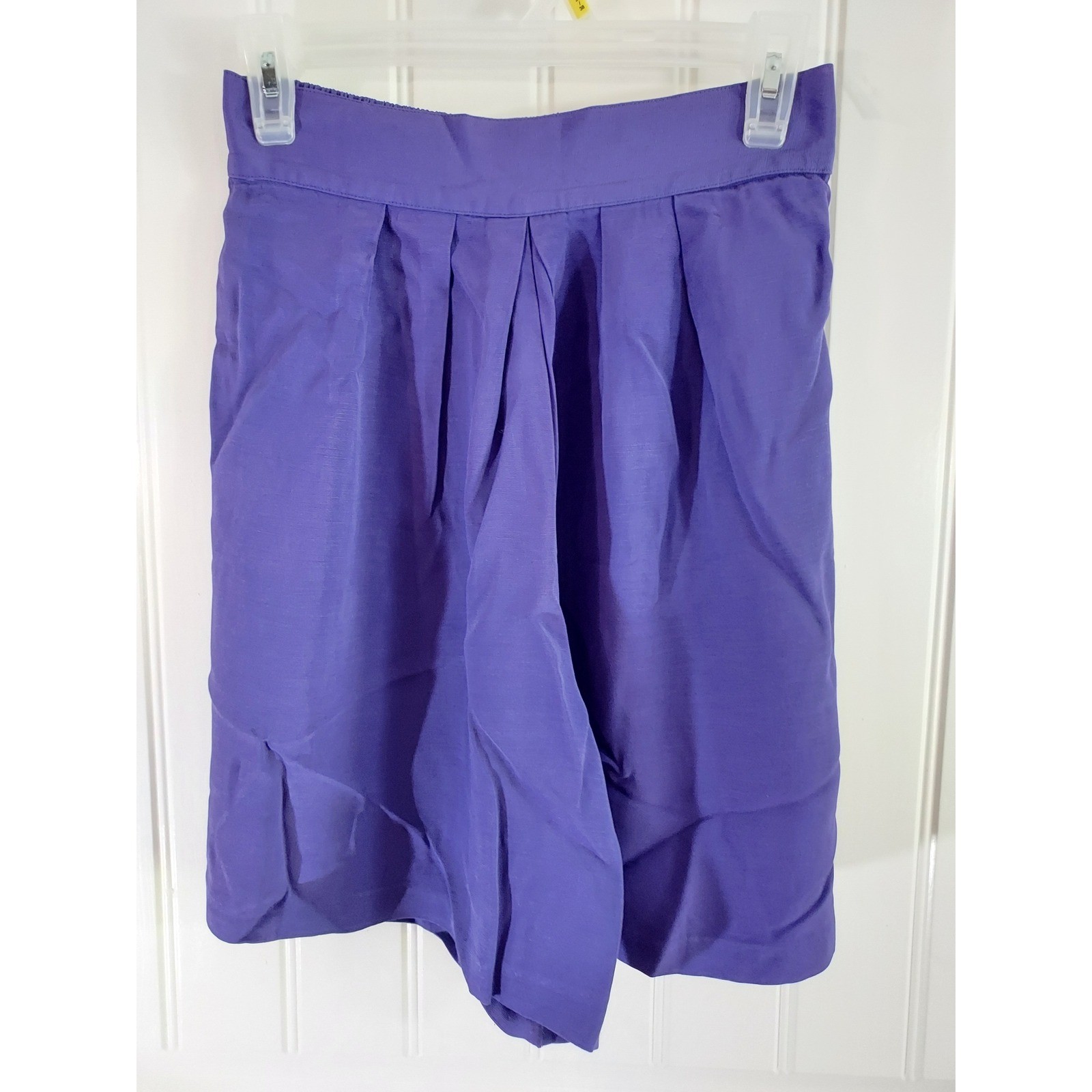 Wrapper Pleated Shorts Women Medium Purple High Waist Vintage 90s Made in USA