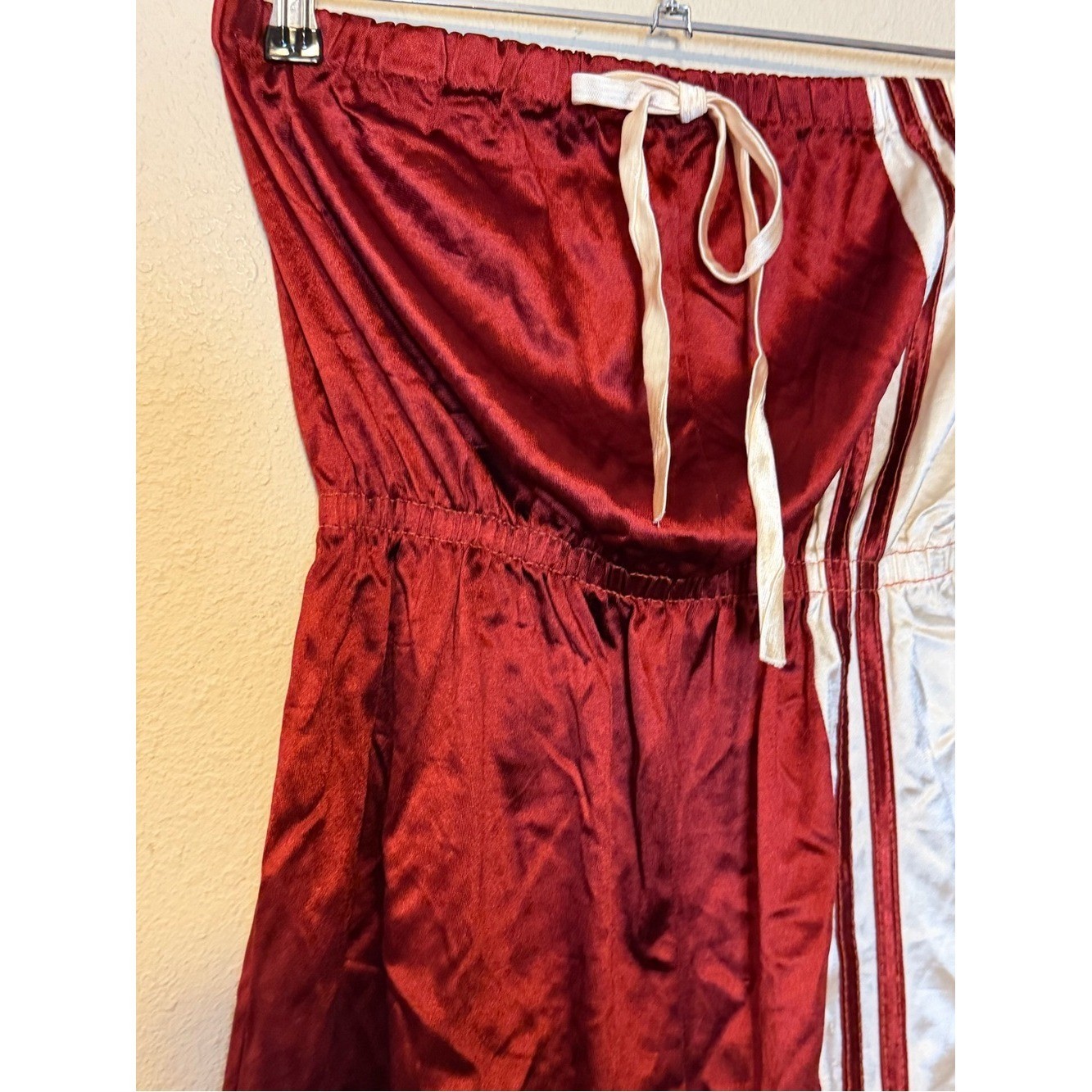 Vintage Julie Girl Strapless Satin Side Stripe Short Romper Size Large