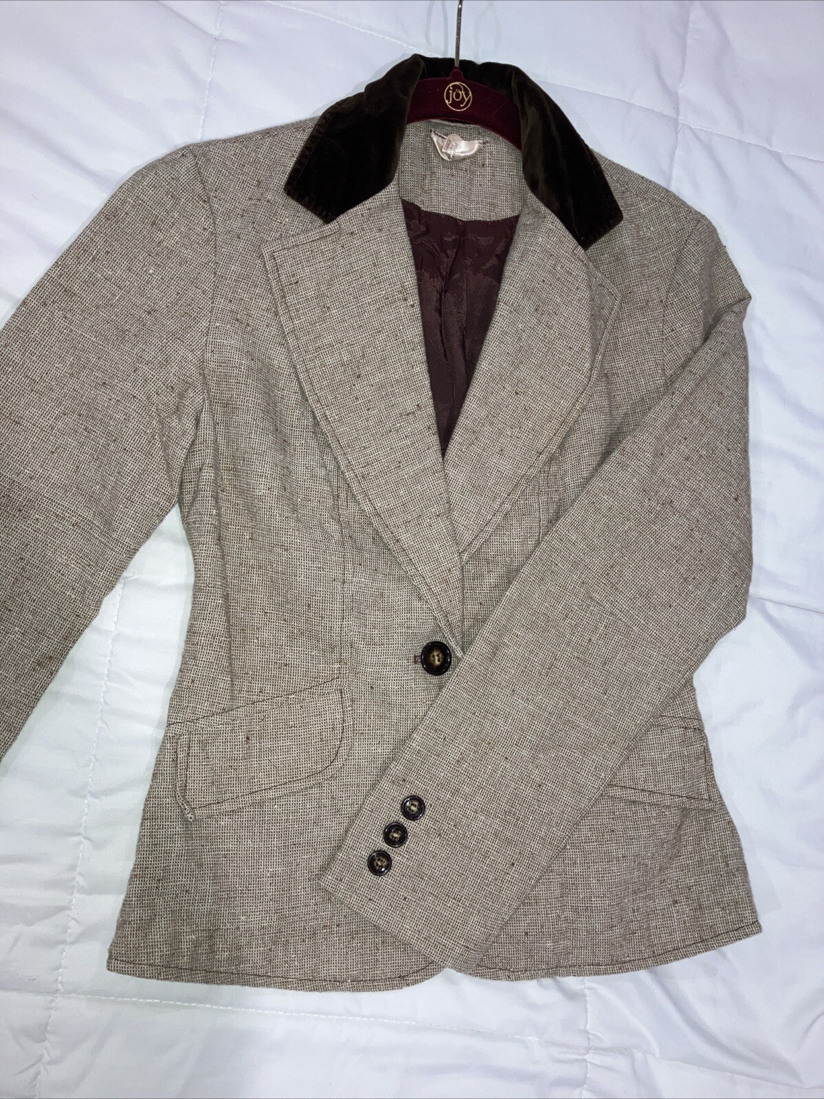 Vintage 80s-90s “The Branch” Jacket Skirt Suit Outfit Set Brown Wool? Size XS/S?