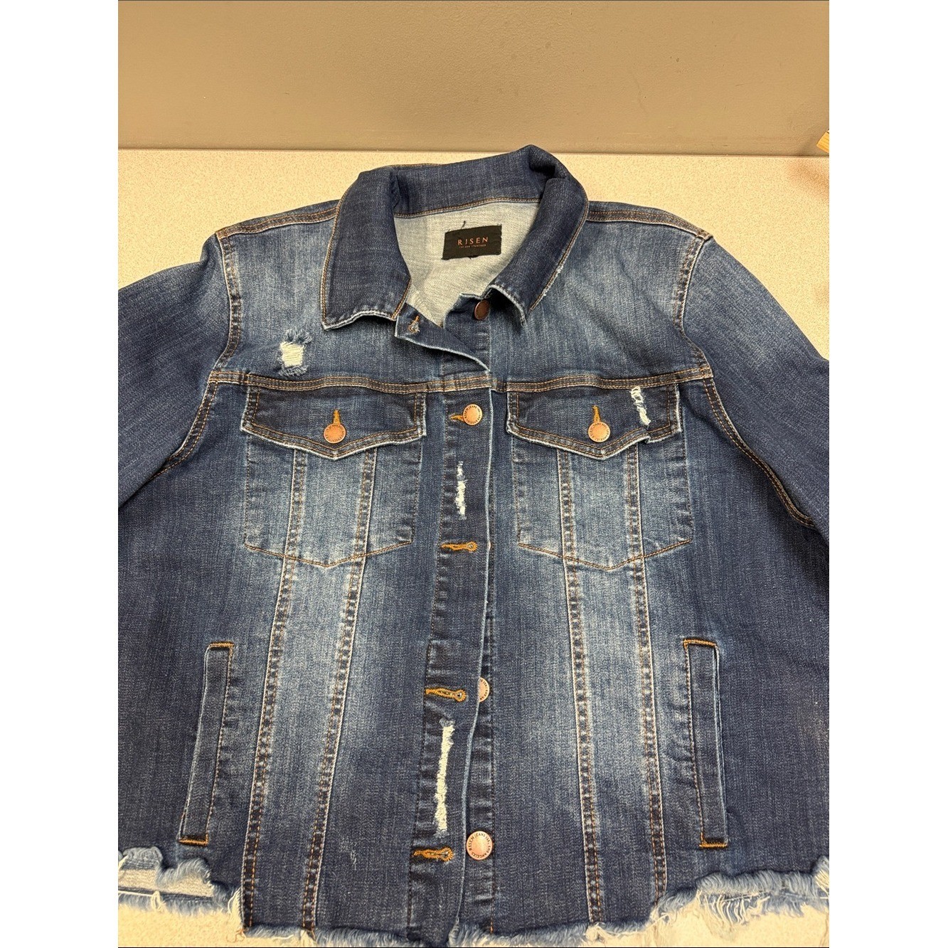 RISEN Hand Painted Floral Denim Jacket Boutique Art Jacket Boho Western Chic