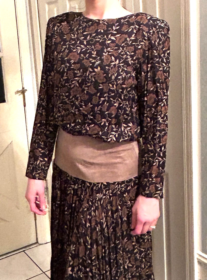 Vintage 80’s Dress „Ronnie Rosado” Genuine Suede Trim Size 10
