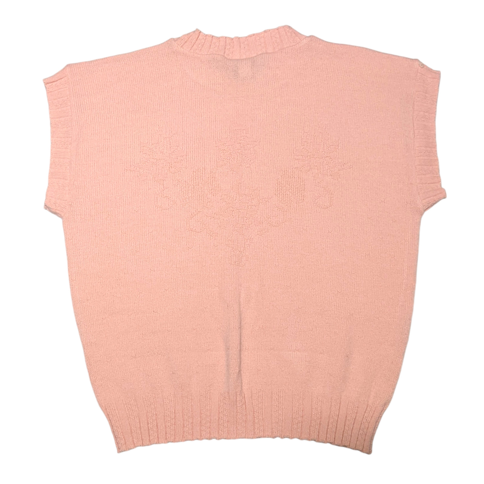 Vintage 1980s Peach Cap Sleeve Sweater Womens L Crew Neck Retro Mall Preppy USA