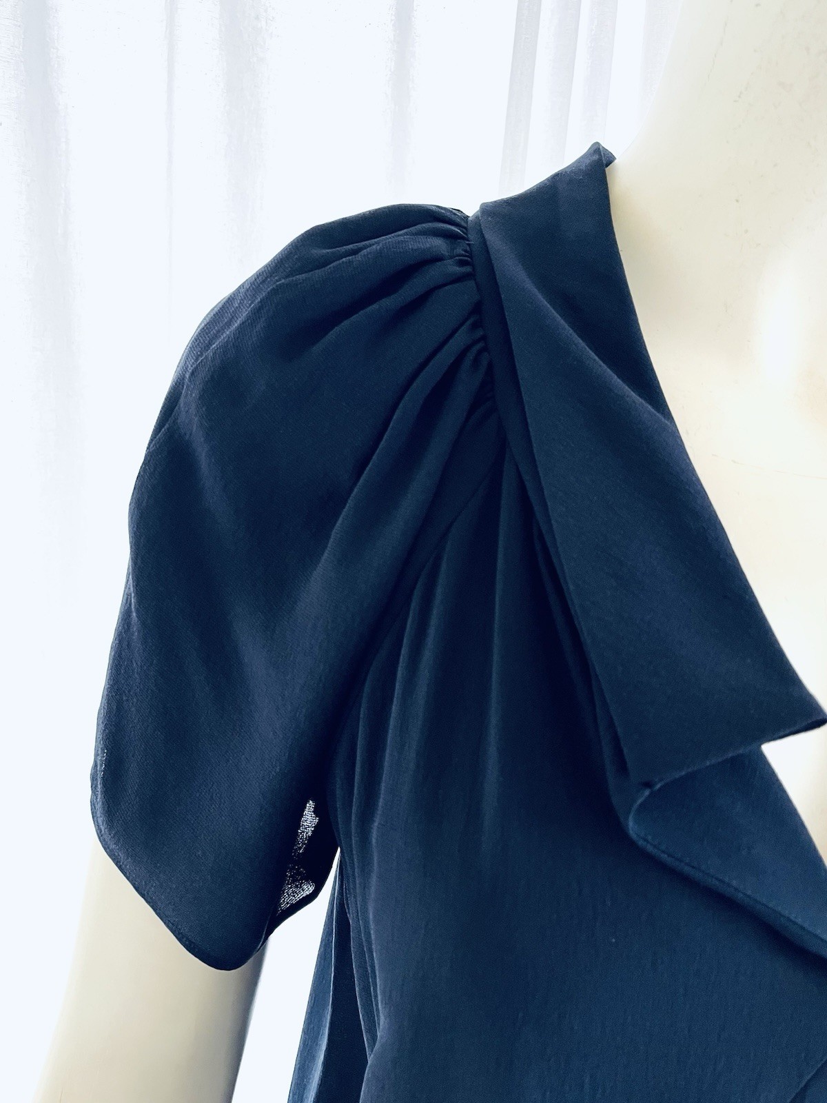 Balenciaga Nicholas Ghesquiere 2008 Navy Silk Dress Vintage Summer Day Dress