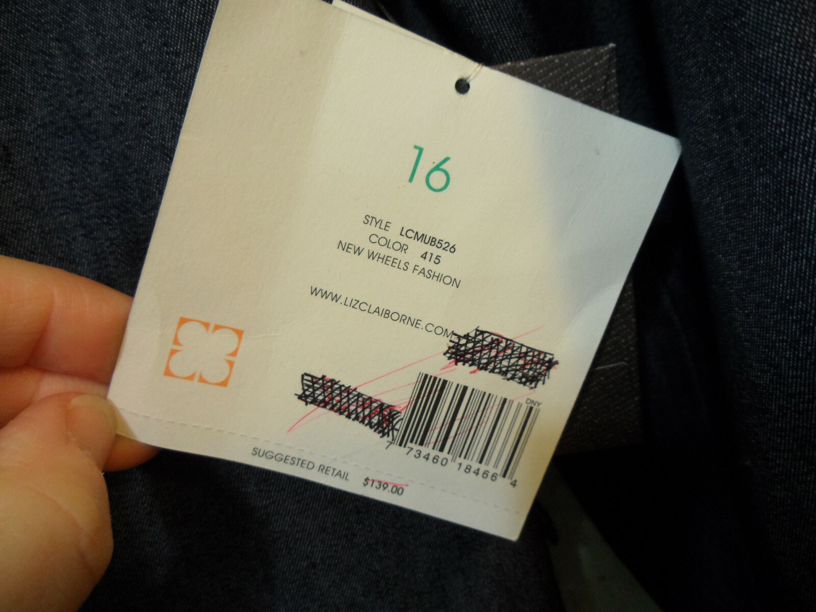 Liz Claiborne Denim Jacket 3 Button Blue Blazer Stretch Sz 16 NWT $139
