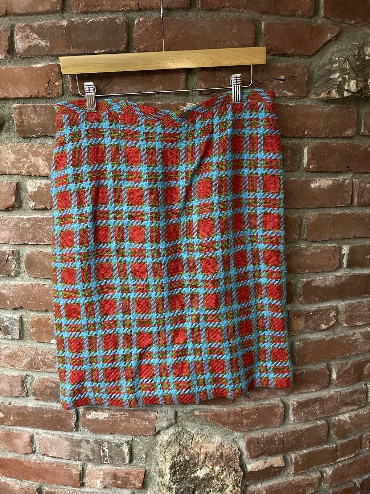Vintage 70s 80s Plaid Tweed Skirt Size 31 X 22 Koret Of California