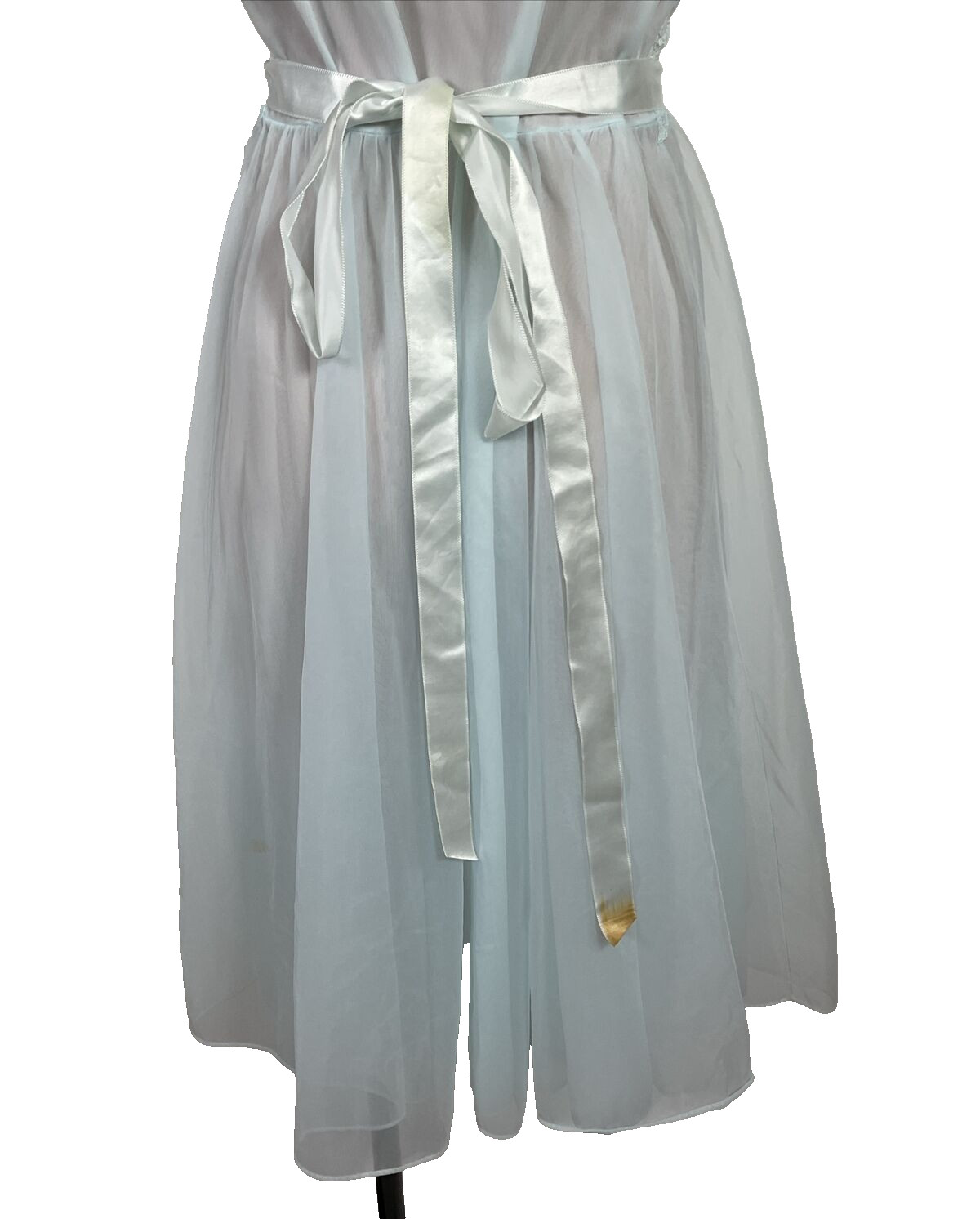 VTG PERMA PLEAT CHIFFON LACE 200″ SWEEP Peignoir ROBE Gown Cape 3pc Set RARE!!!