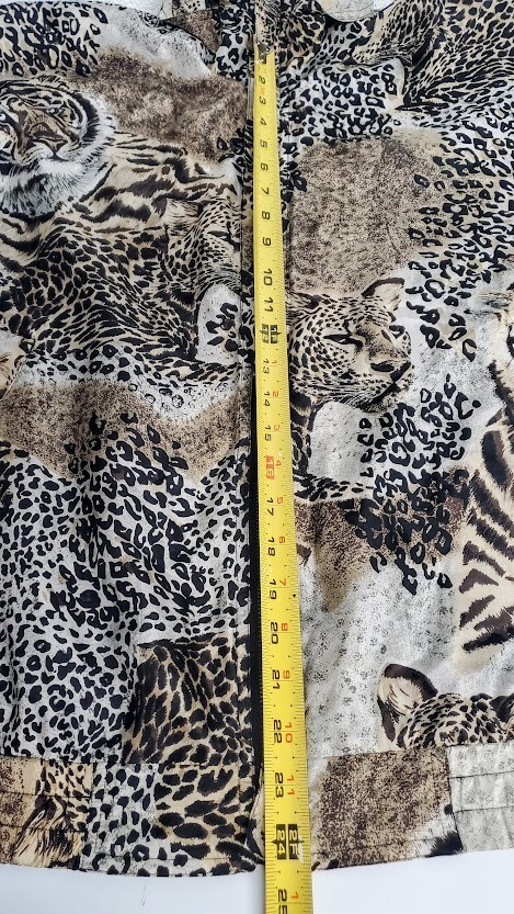 Vtg Jacket Animal Print Silk Designer Bomber L FUDA International 90s