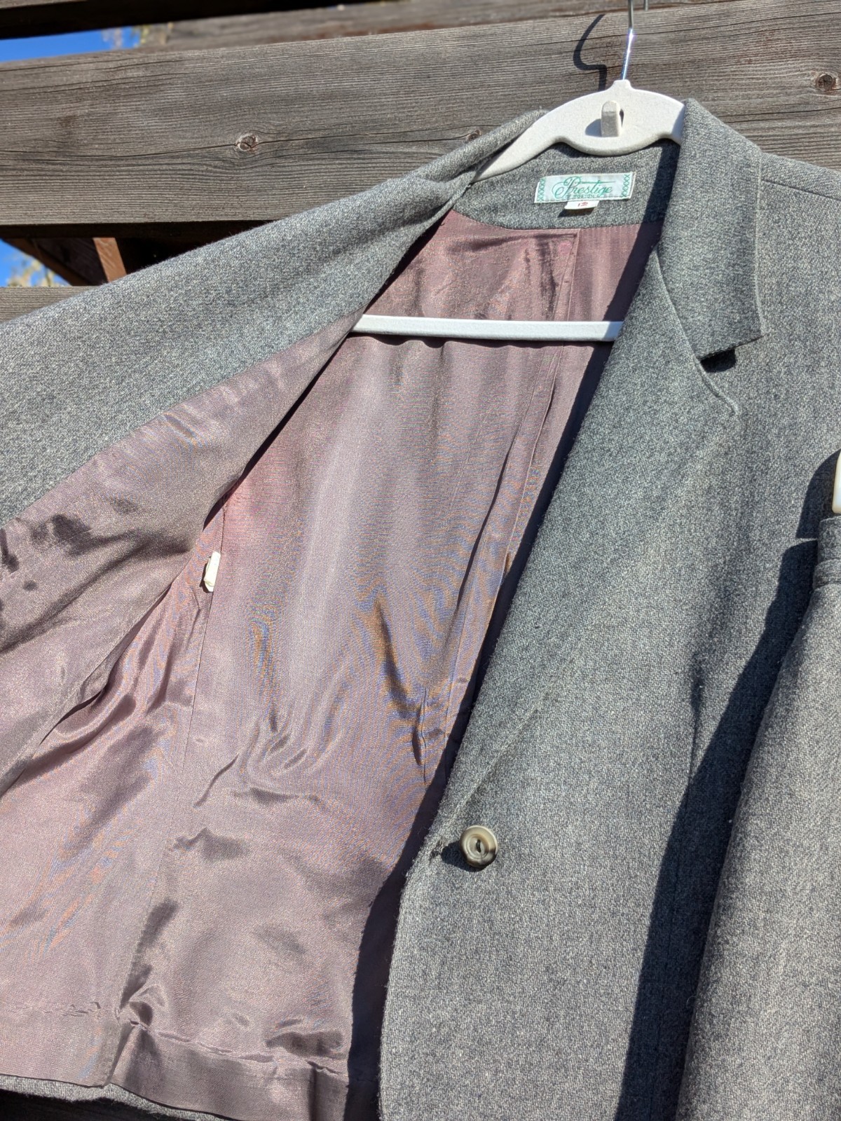 Vintage Women’s Prestige Of Boston Charcoal Gray Wool 2pc Suit Set Size 10 & 12