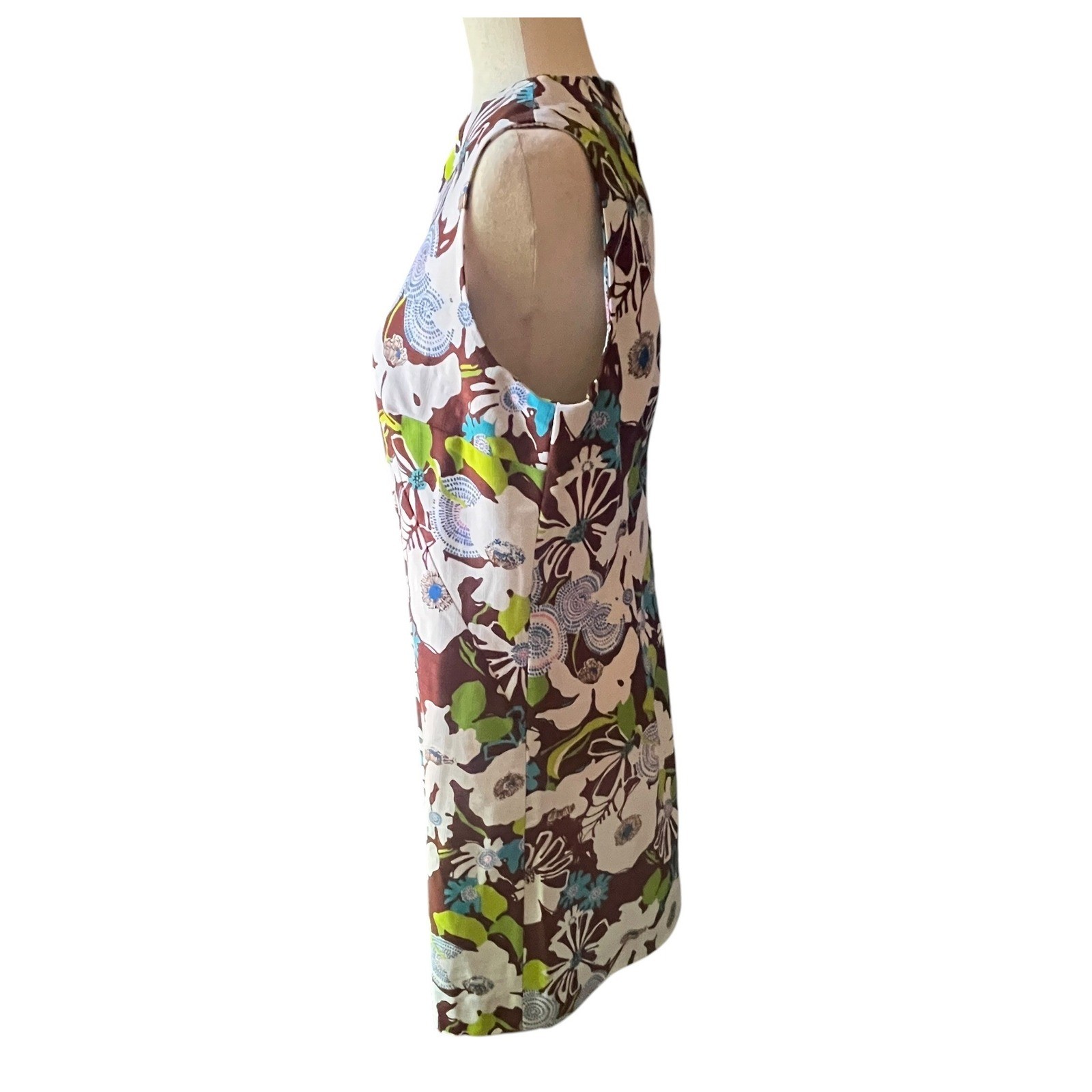 VTG Floral Shift Dress M 60s 70s Mod Retro MCM Psychedelic Handmade Go-Go