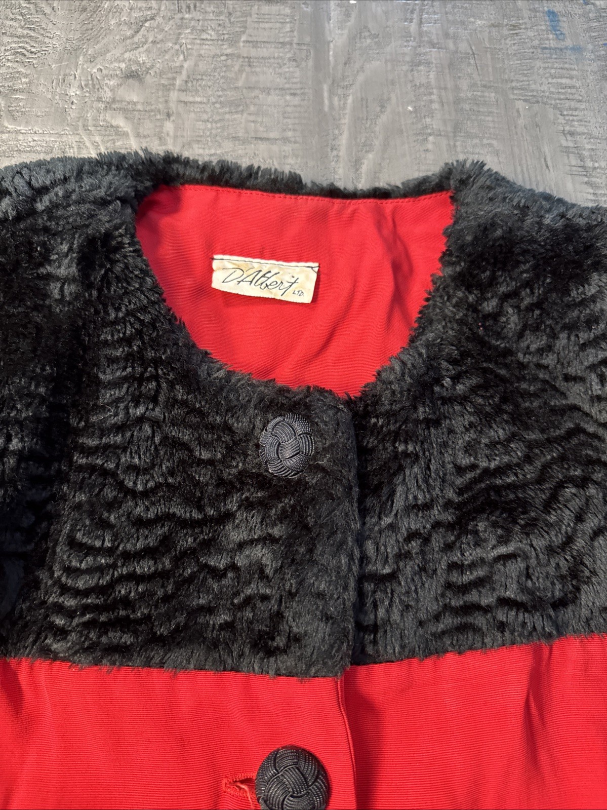 Vintage D’Albert Red and black Lightweight Mid Length Jacket Made In USA 1980s