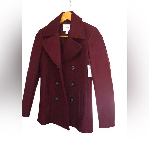 Old Navy Maroon Peacoat Classic Acrylic/ Polyester Blend