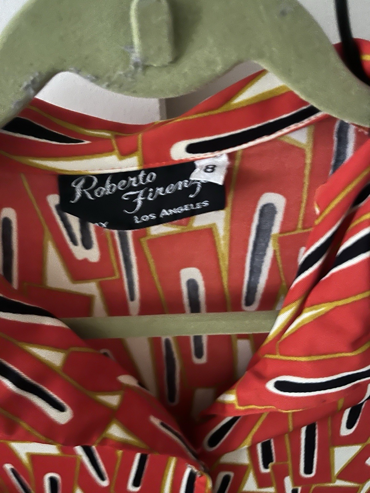 Roberto Firense Italy 70s Skirt and top set polyester orange black white Sz 8