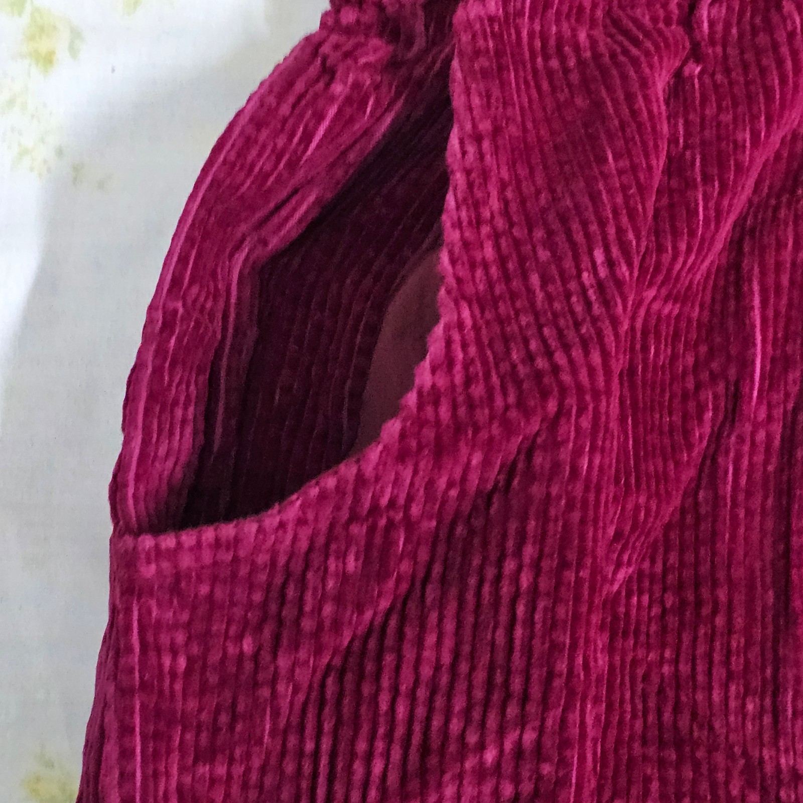 Vintage Fads Wine Red 100% Cotton Corduroy Long Sleeve Maxi Dress Prairie Modest