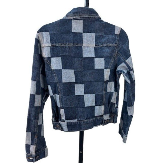 Vintage CJ Jeans Crest Women’s Medium Blue Checkered Colorblock Denim Jacket