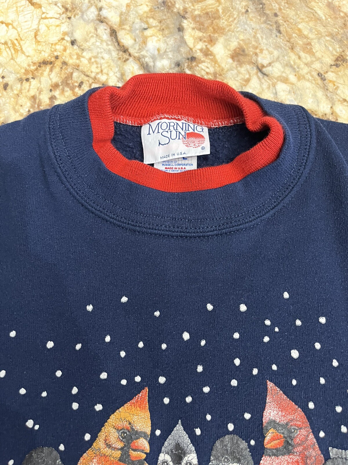 Vintage Sweatshirt Cottage Grandma Core Red Cardinals Bird Feeder Large