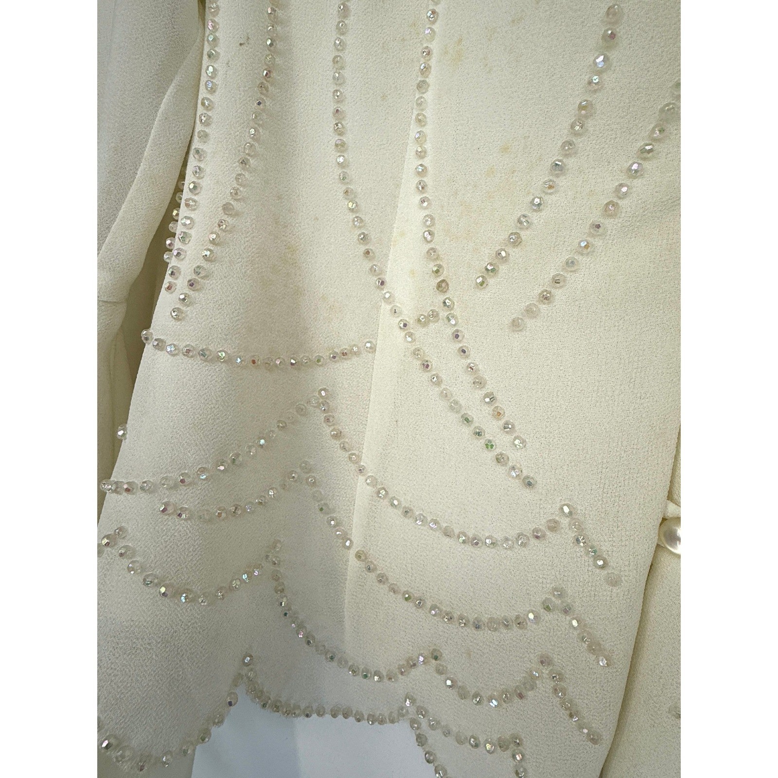 Y2K J.R. Nites Sheer Beaded Button Up Bell Sleeve Fairy Goth Boho Top Size 10