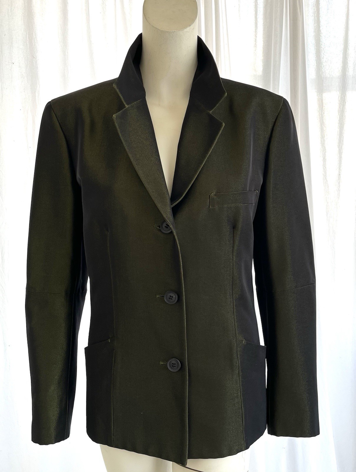 Issey Miyake Vintage 1990s White Label Iridescent Deep Green Jacket