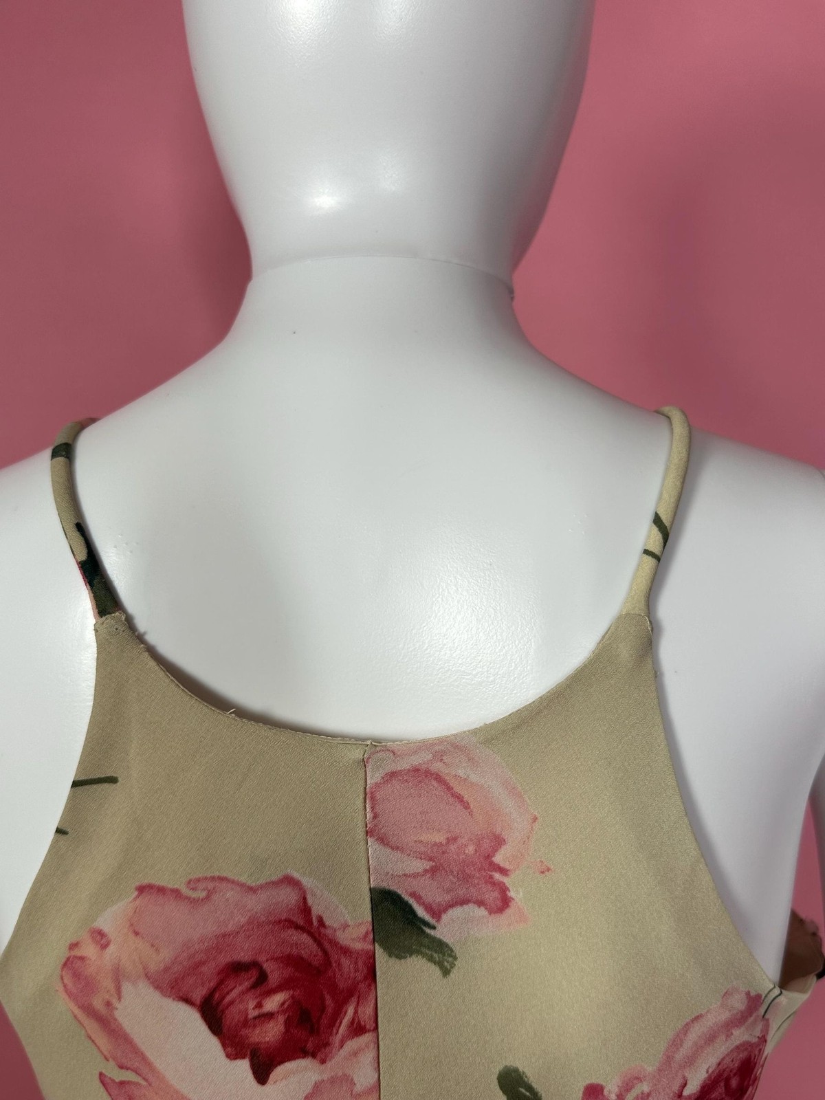 1990s-Y2K HAMPTON NITES ROSE Watercolor Floral Print Maxi Slip Dress. Medium.
