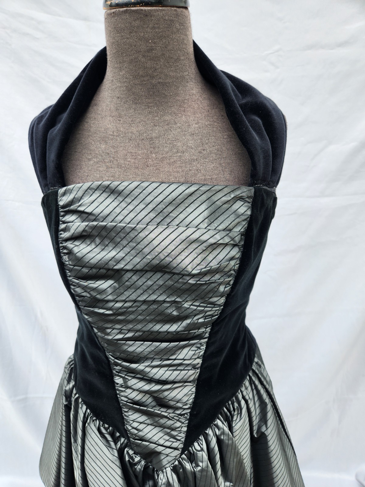 Vintage Barboglio Cristina Jan Black/Gray Peplum 80s Cocktail Dress Size 6