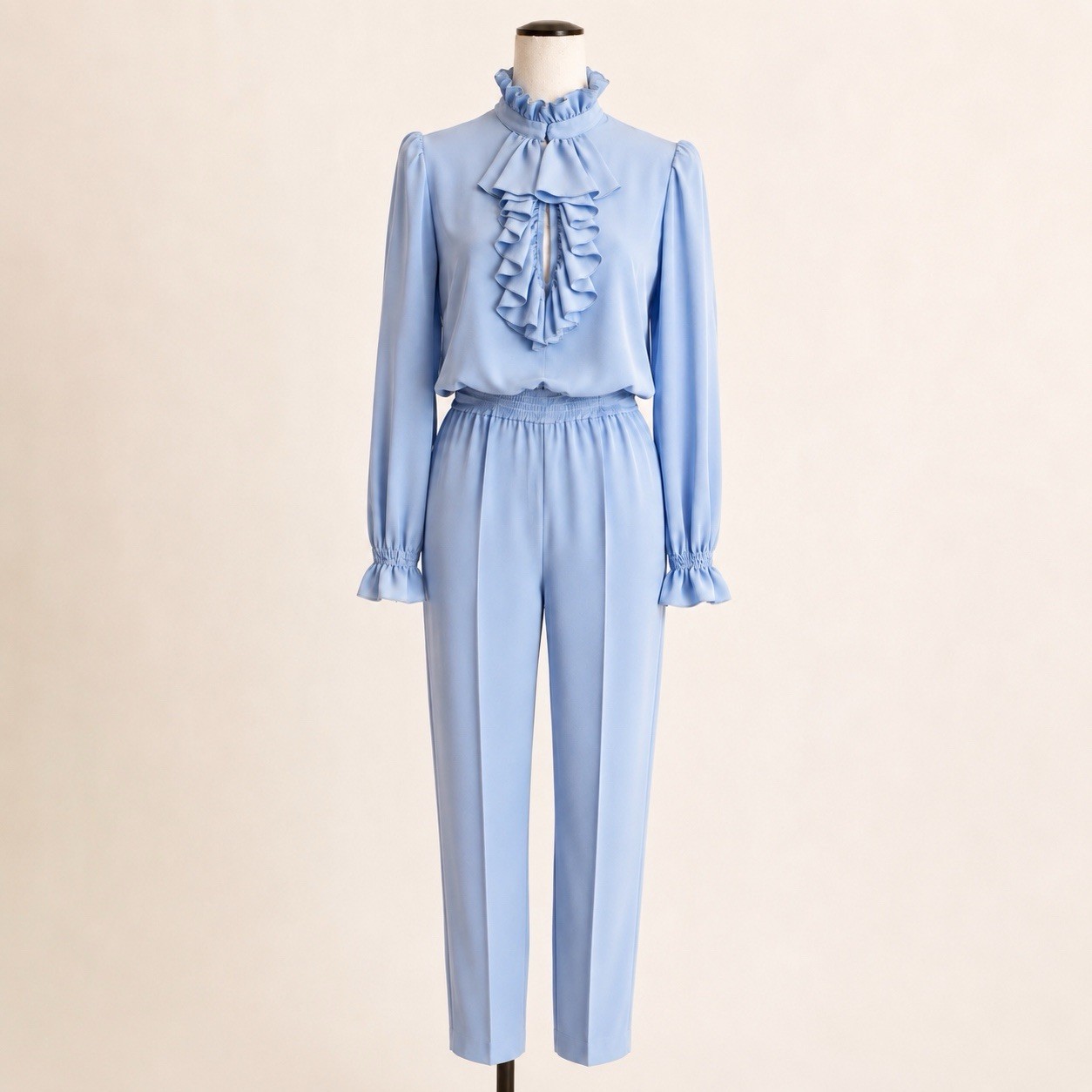 Vintage Adolph Schuman Lilli Ann ILGWU Powder Blue Ruffle Pant Set Small