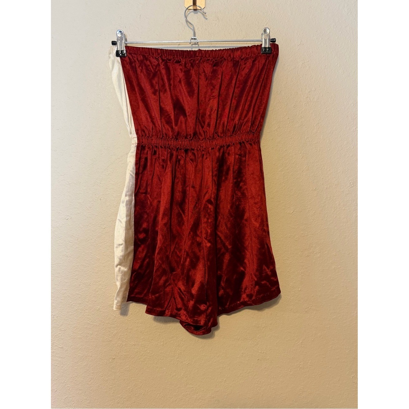 Vintage Julie Girl Strapless Satin Side Stripe Short Romper Size Large