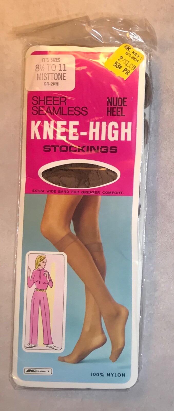 Vintage NOS K-Mart Sheer Knee Hi’s NIP Nude Heel 8½-11 women stockings Misttone