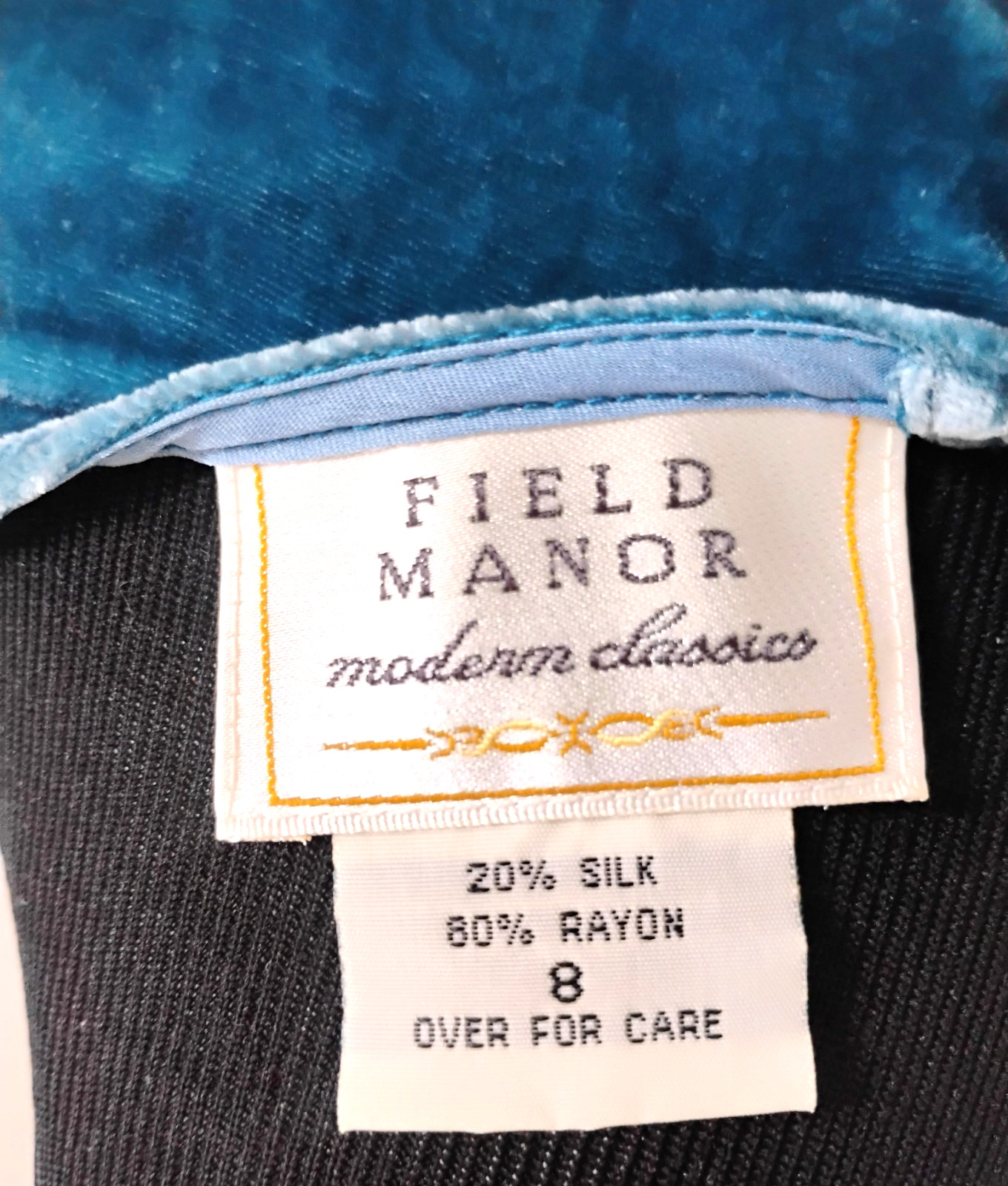 Vintage Field & Manor Teal Velvet beaded & embellished Top Size 8