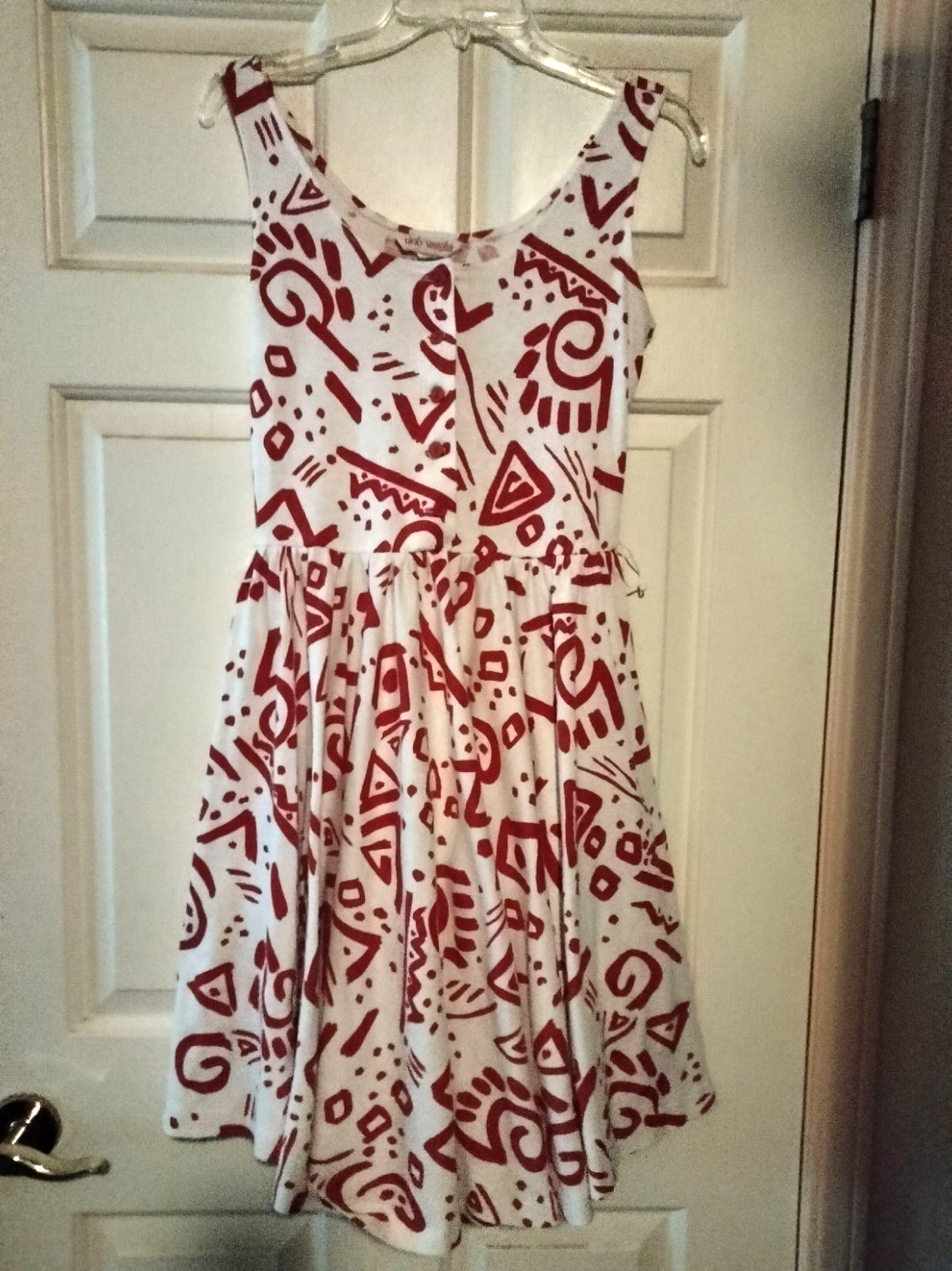 Vtg 60s VICKY VAUGHN W/R Op Art Novelty Print Full Sweep Women’s Sundress 7/8