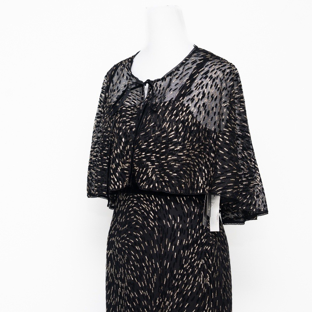 Adrianna Papell Glitter Evening Gown with Cape
