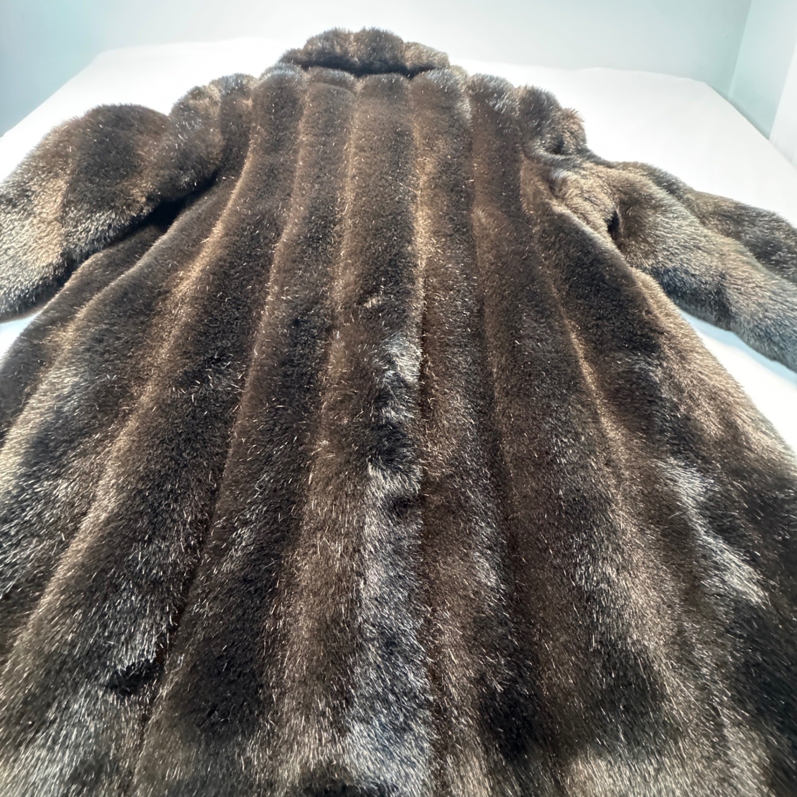 Jacques Saint Laurent for Genelle Vintage Faux Fur Coat Brown Orange Lining L