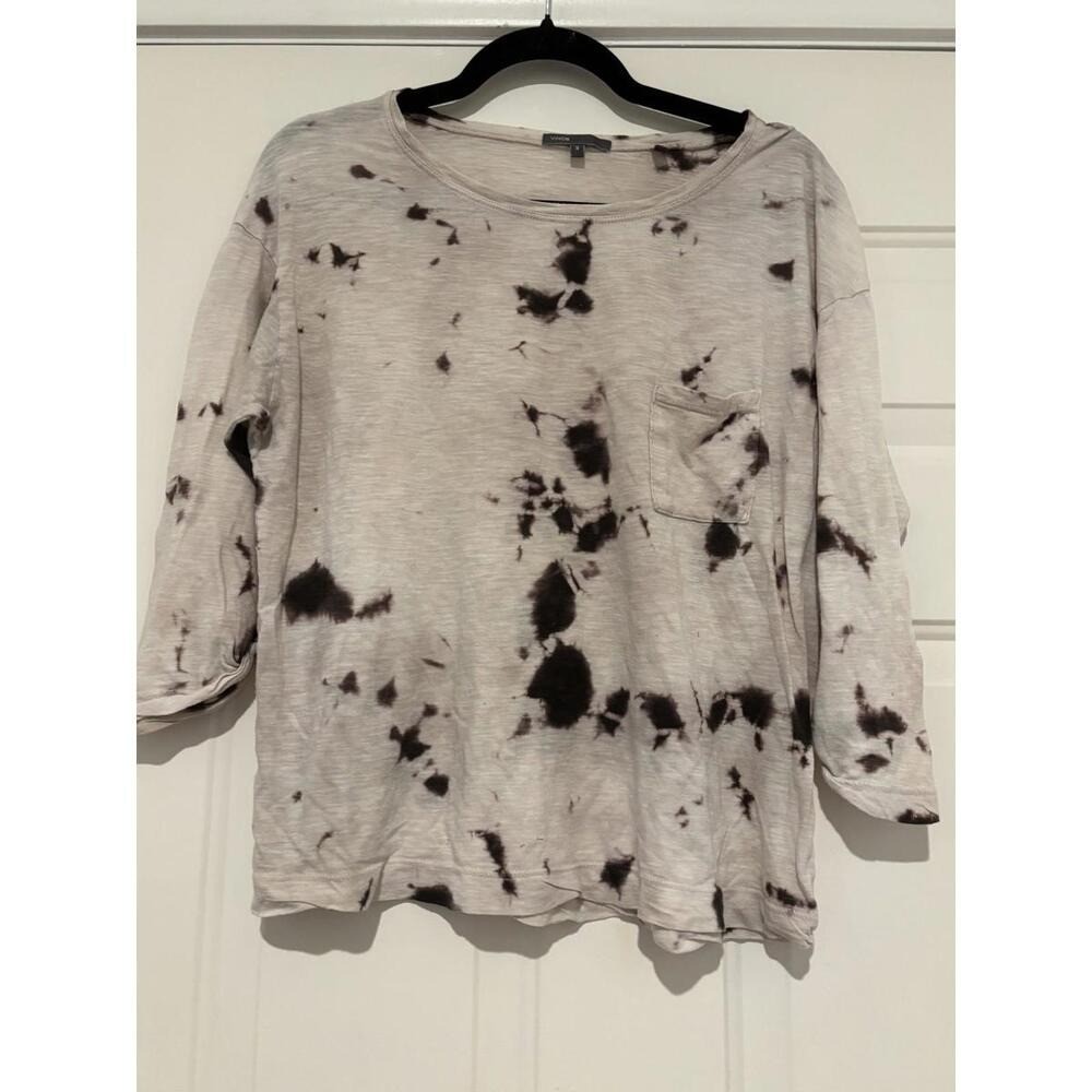 Vince women’s black/white tie dye 3/4 sleeve shirt sz S #1452