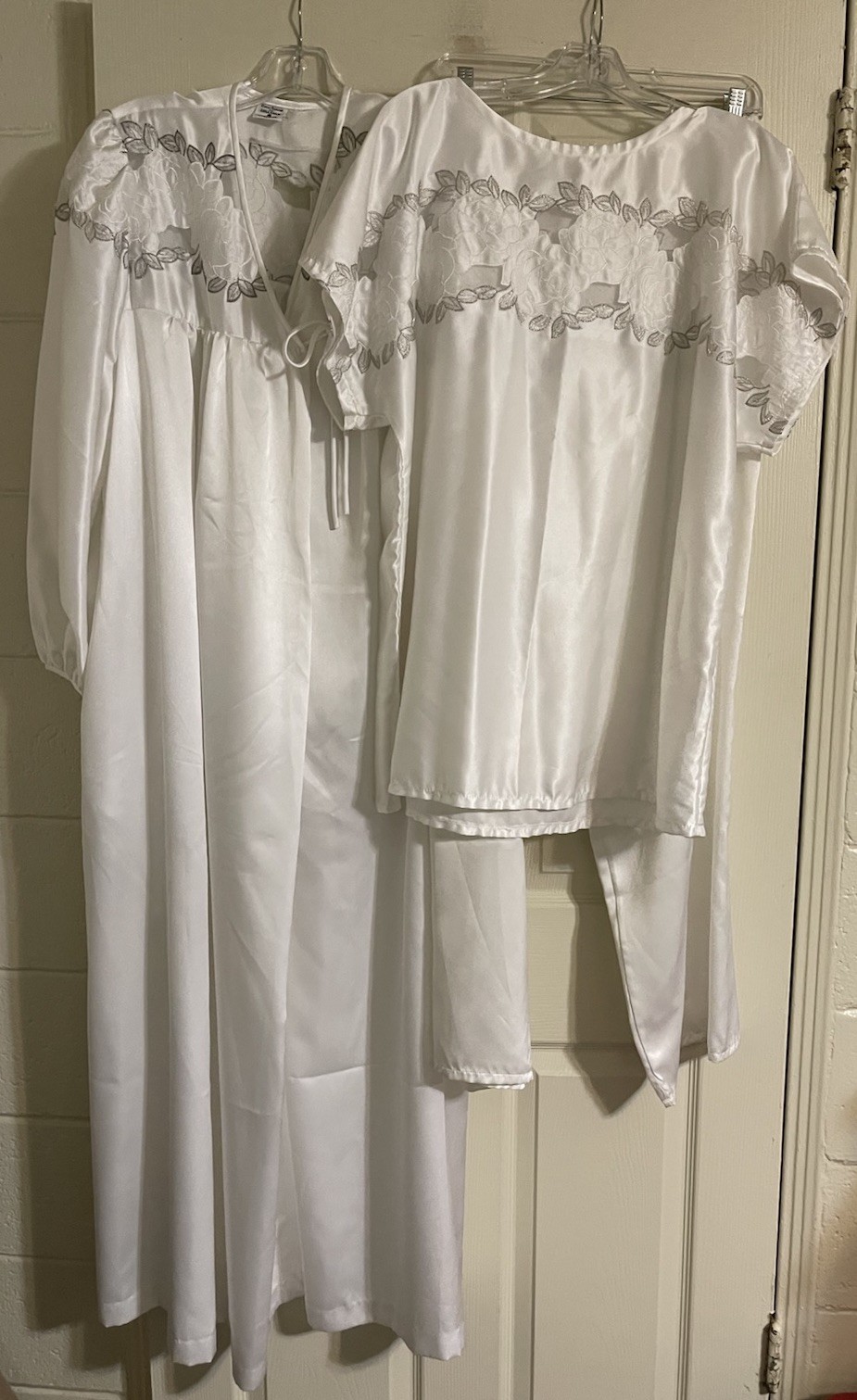 Vtg 1990s Gilligan & O’Malley 3PC Pajamas Set White Bridal Embroidered Size 2X