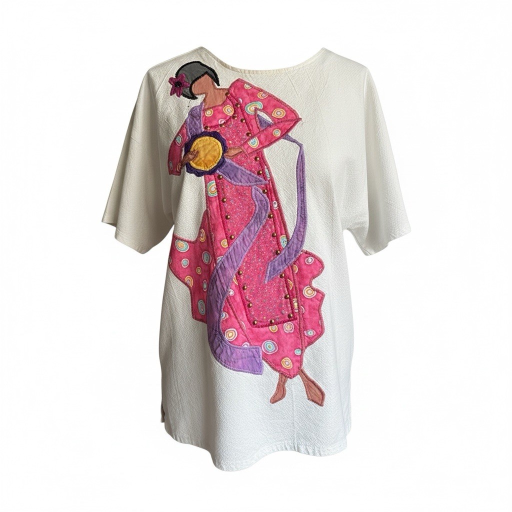 Alfredo’s Wife Unique Vintage Women’s Top Short Sleeve Pink Purple Graphic S
