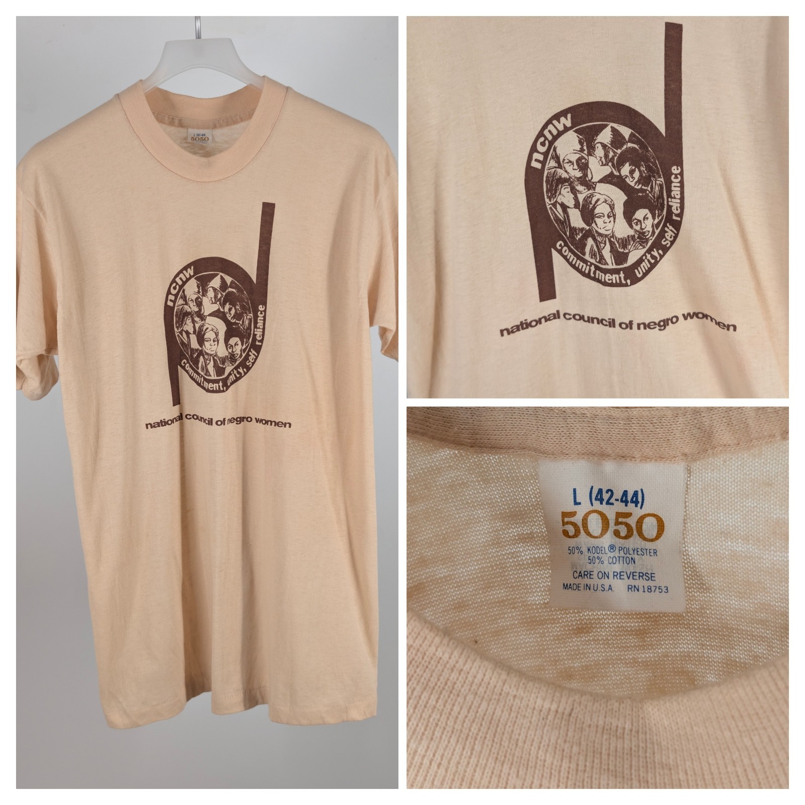 Vintage 1980s National Council Of Negro Women NCNW Graphic T Shirt USA L 19×28