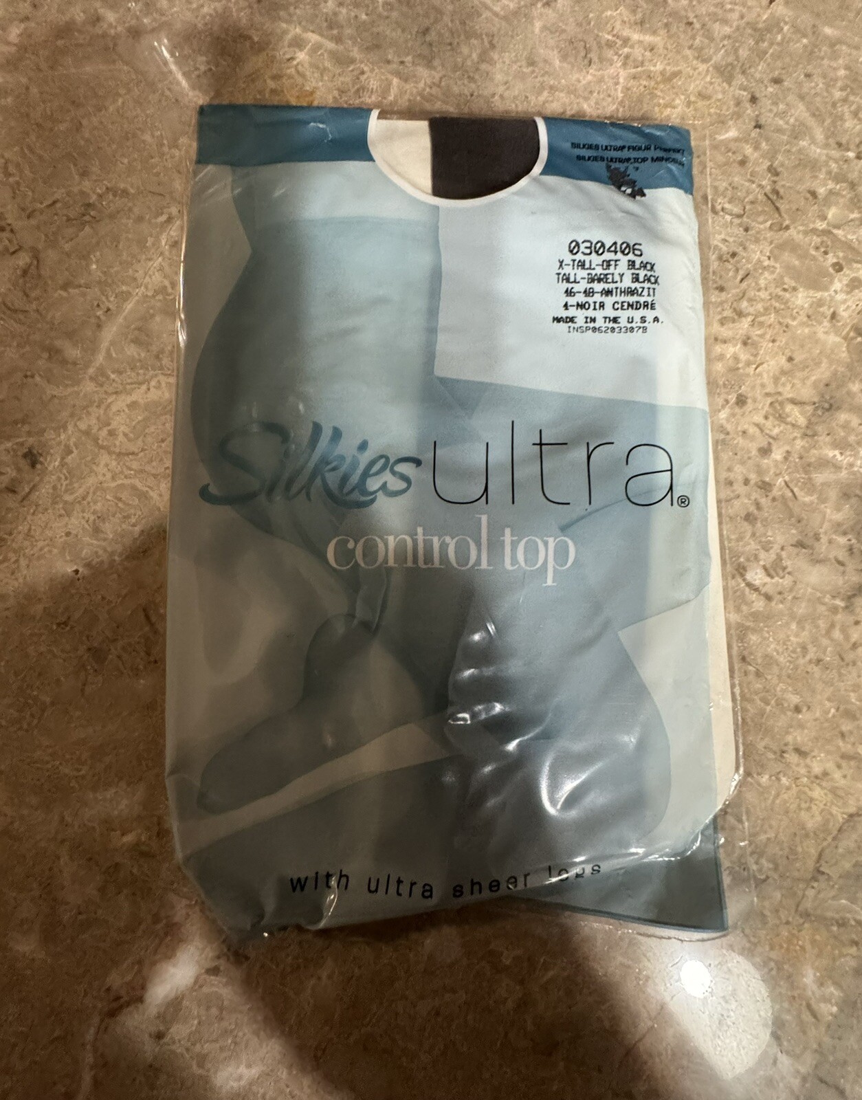 VINTAGE SILKIES ULTRA CONTROL TOP PANTYHOSE! SIZE X-TALL. OFF BLACK . NEW!