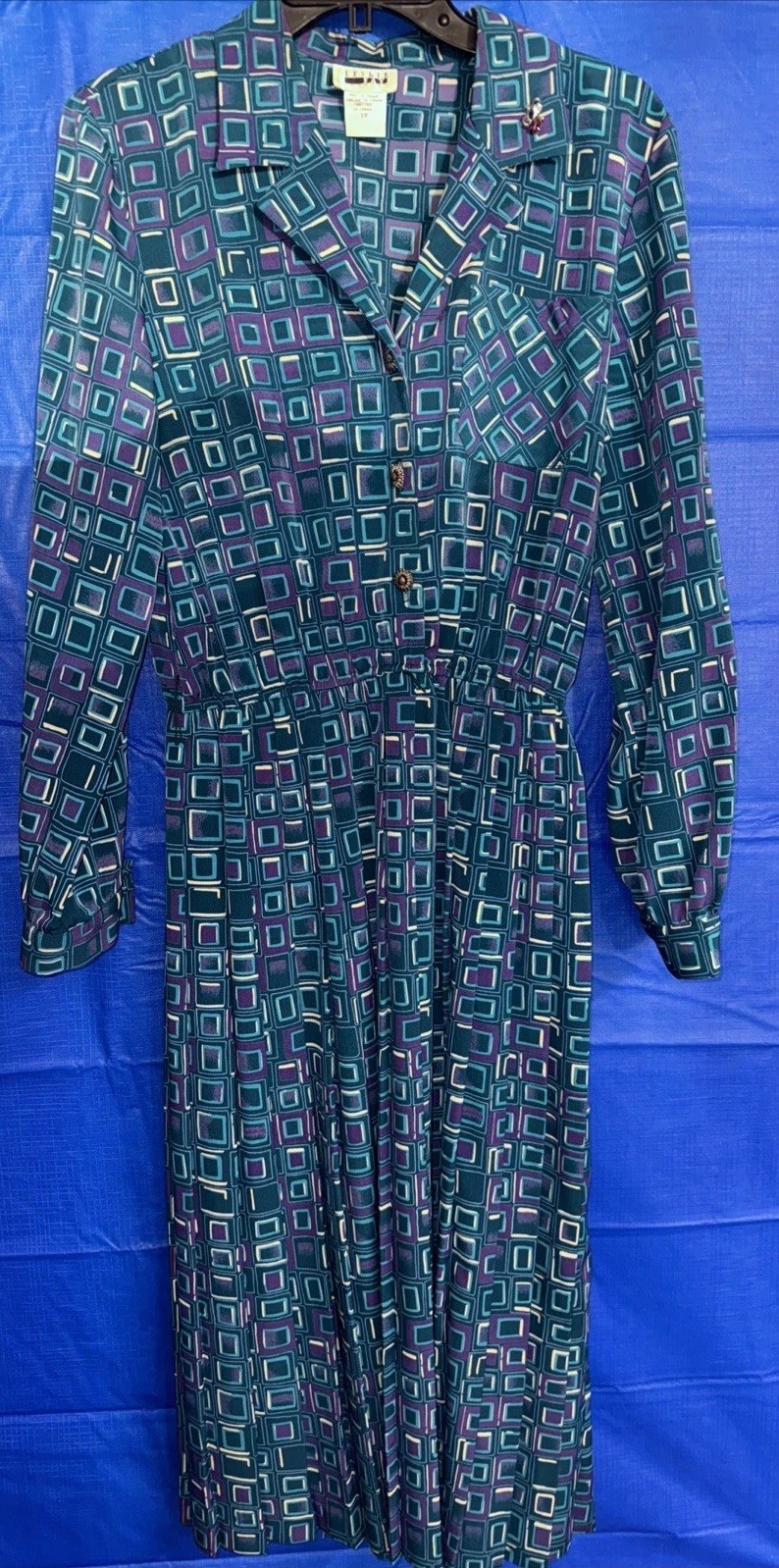 Vintage Women’s Size 10 Leslie Fay Shirt Geometric Shirt Dress 80s 90s VTG #203