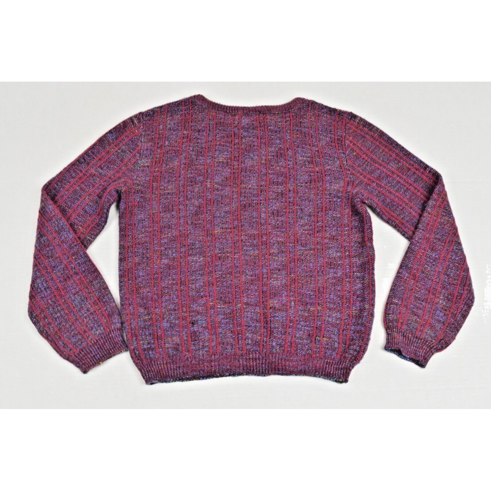 Vintage Sweater Devon Size S 80s Fuschia Blue Interwoven Knit Made USA